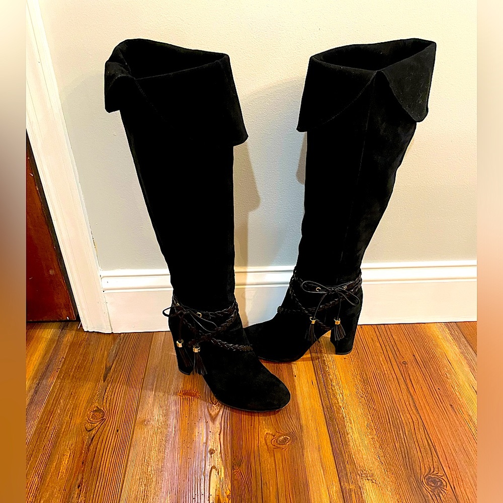 Louise et Cie Black Suede Lo-Tallen Tall Boots Size 8